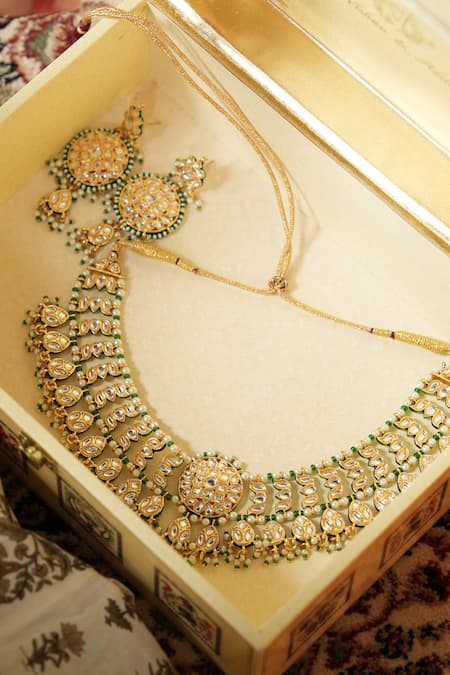 Saga Jewels Kundan Studded Necklace Set 