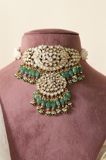 Saga Jewels Ethnic Polki Embellished Necklace Set 