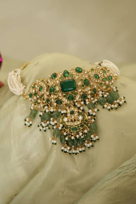 Saga Jewels Kundan Polki Regal Embellished Necklace Set 