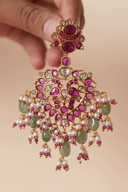 Saga Jewels_Multi Color Pearls, Beads, Stones, Faux Diamonds, Studded Necklace Set _Online_at_Aza_Fashions