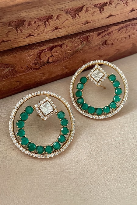 Saga Jewels Zircon Embellished Stud Earrings 