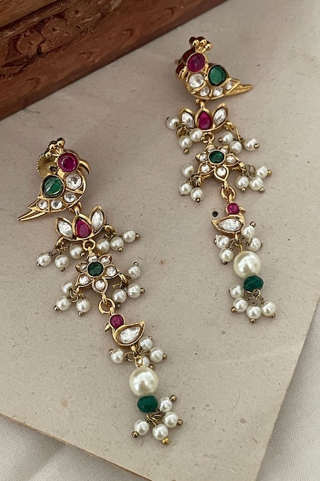 Saga Jewels Bird Motif Dangler Earrings 