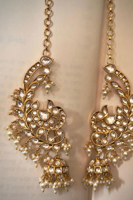 Saga Jewels Polki Peacock Motif Ear Cuffs 