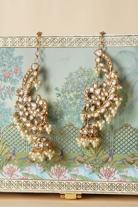 Saga Jewels Polki Peacock Motif Ear Cuffs 