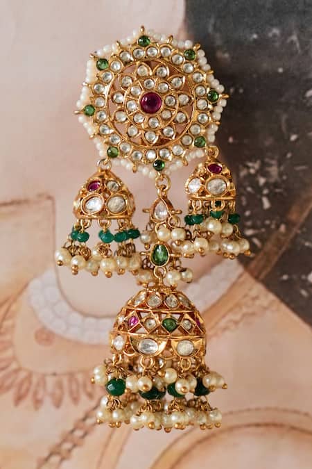 Saga Jewels Embellished Ethnic Jhumkas