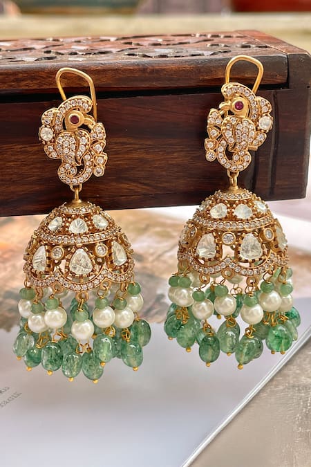 Saga Jewels Polki Embellished Jhumkas