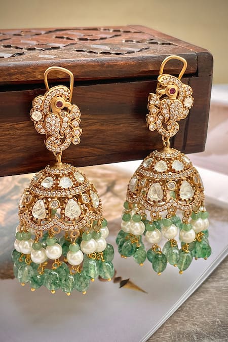 Saga Jewels Polki Embellished Jhumkas