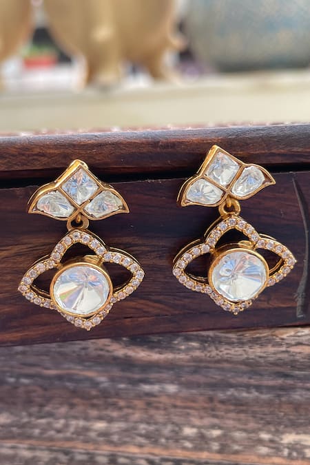 Saga Jewels Polki Embellished Mini Earrings 