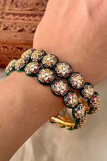 Saga Jewels Meenakari Work Pair of Bangles 