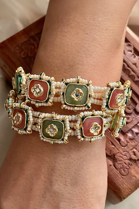 Saga Jewels Stone Embellished Pair of Bangles 