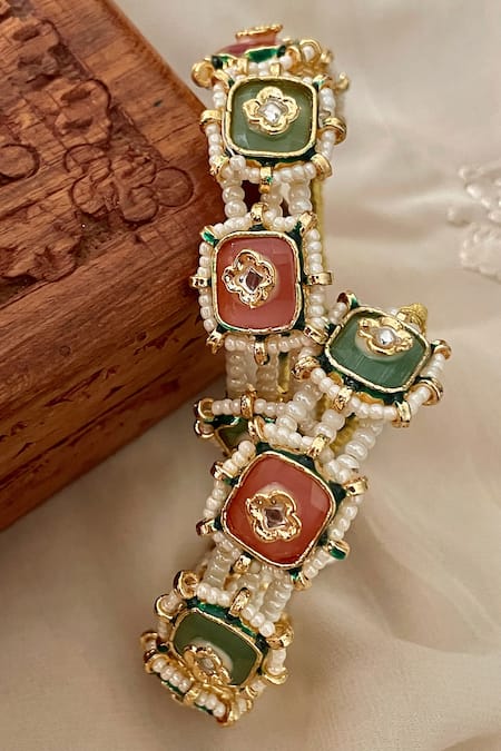 Saga Jewels Stone Embellished Pair of Bangles 