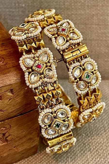 Saga Jewels Meshwork Pair of Temple Bangles 
