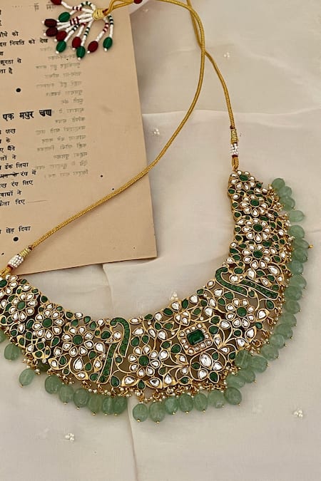 Saga Jewels Floral Embellished Bead Drop Necklace Set 