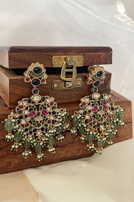 Saga Jewels Pearl & Polki Embellished Necklace Set 