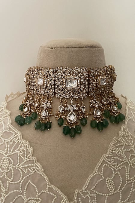 Saga Jewels Polki Kundan Embellished Choker Set 