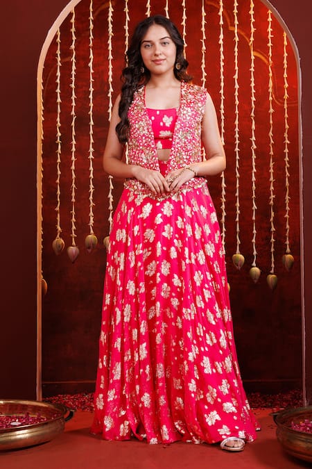 Hoity Moppet Adaah Hand Work Jacket Lehenga Set