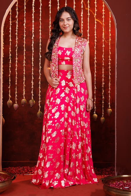 Hoity Moppet Adaah Hand Work Jacket Lehenga Set