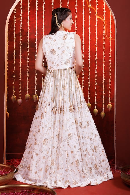 Hoity Moppet Darpan Flower Embroidered Lehenga Jacket Set