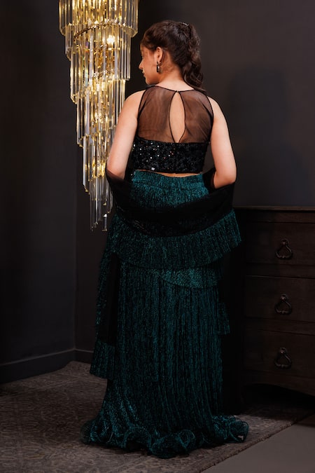 Hoity Moppet Jade Jubilee Embroidered Blouse Lehenga Set