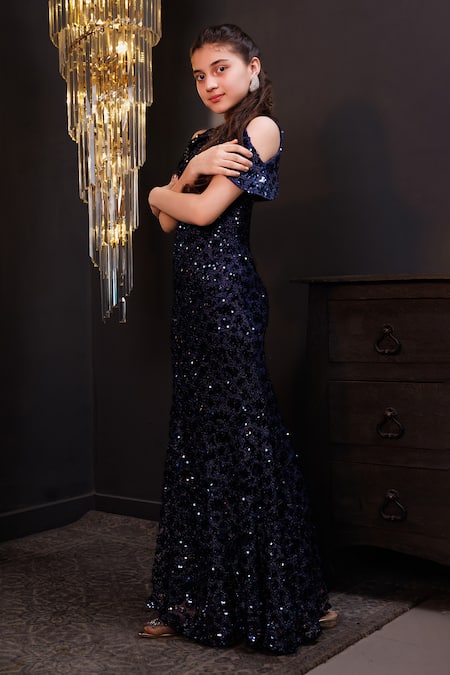 Hoity Moppet Blue Net Sequins, Embroidery Royal Sapphire Gown at Aza Fashions Hoity Moppet_Blue Net Sequins, Embroidery Royal Sapphire Gown _at_Aza_Fashions