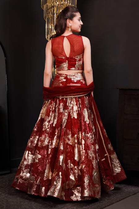 Hoity Moppet Scarletts Soiree Flower Motif Lehenga Set