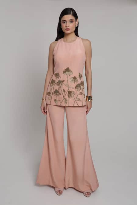Shagufta Embroidered Halter Top & Pant Set 