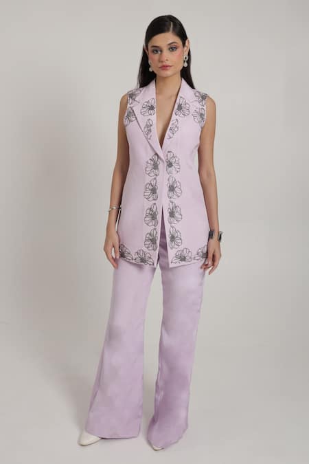 Shagufta Floral Embroidered Jacket Pant Set 