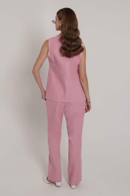 Shagufta Floral Patchwork Sleeveless Jacket Pant Set 