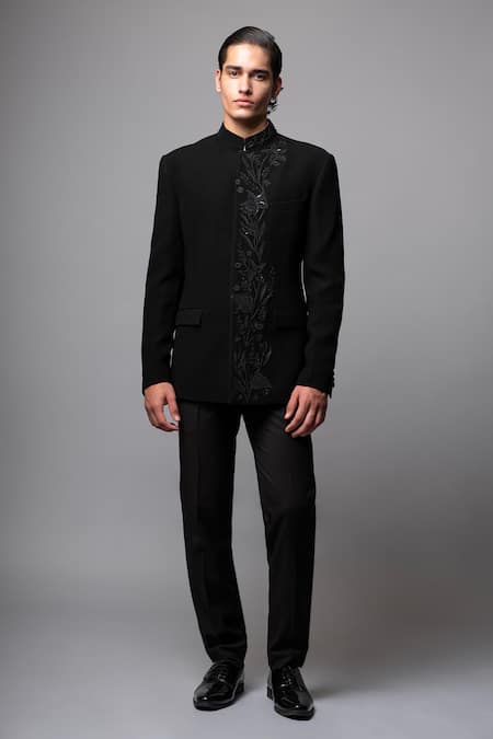 Vivek Patel Silva Floral Embroidered Bandhgala & Trouser Set 