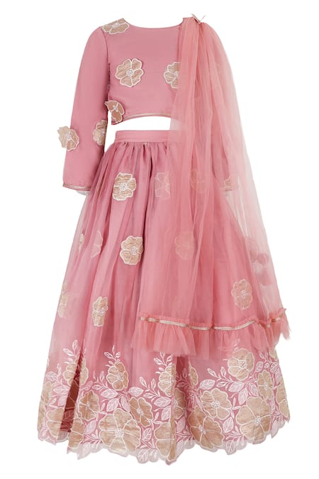 Rang By Les Petits Rang Blush Pink Bloom Lehenga Set 
