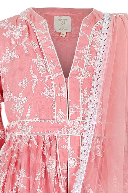 Rang By Les Petits Pink Polyester, Satin, Net Embroidery Rang Floral Peplum Kurta Set Online at Aza Fashions Rang By Les Petits_Pink Polyester, Satin, Net Embroidery Rang Floral Peplum Kurta Set _Online_at_Aza_Fashions