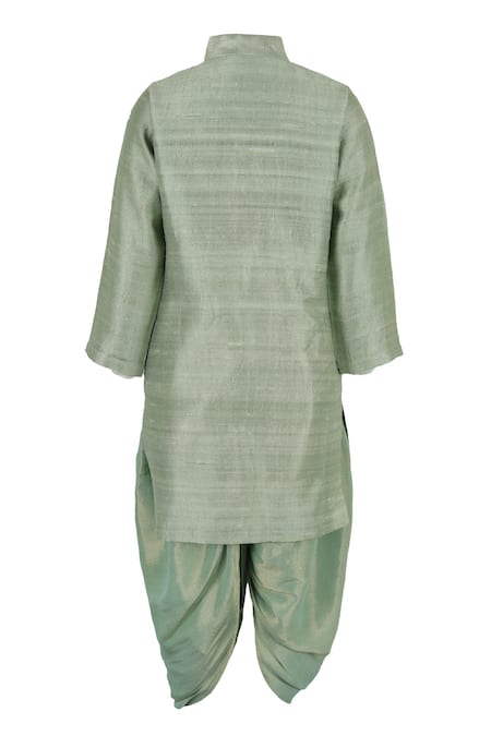 Rang By Les Petits Embroidered Placket Kurta & Dhoti Pant Set 