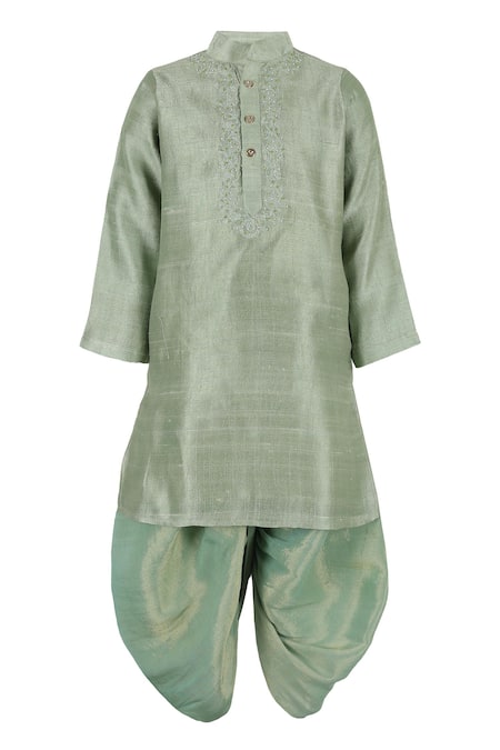 Rang By Les Petits Embroidered Placket Kurta & Dhoti Pant Set 