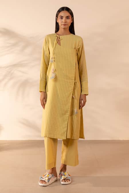 OurDve Honeydew Striped Kurta 