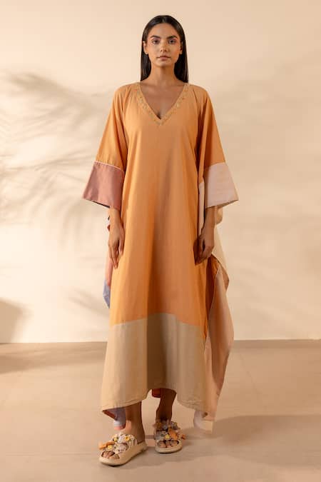 OurDve Orange Peel Cotton Kaftan 