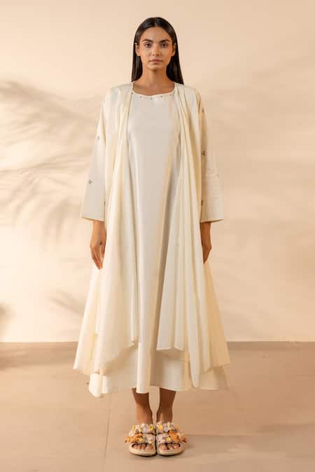 OurDve Saffron Sky Sleeveless Cotton Dress 