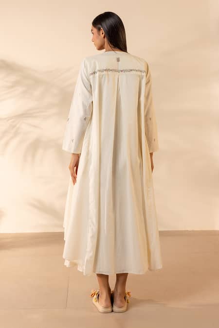 OurDve Saffron Sky Sleeveless Cotton Dress 