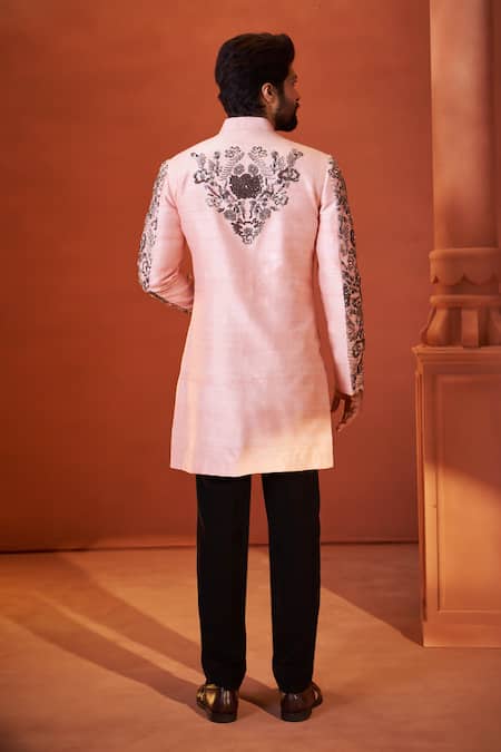 Millionaire Oxidized Stone Embroidered Sherwani Set 