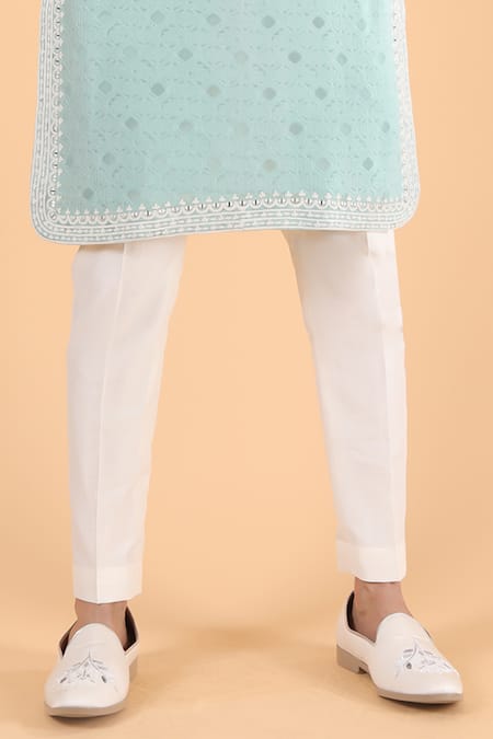 Buy_Millionaire_Mint Embroidery Floral Pattern Kurta Set _Online_at_Aza_Fashions