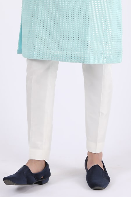 Shop_Millionaire_Green Sequins Lucknowi Work Kurta Set _Online_at_Aza_Fashions