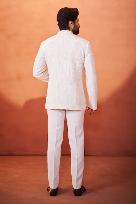 Millionaire Pearl Work Bandhgala Set 