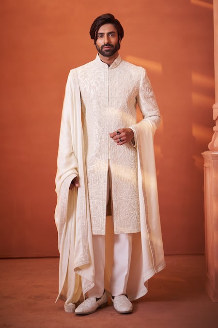Millionaire Paisley & Floral Embroidered Sherwani Set 