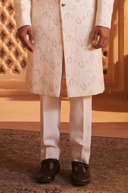 Millionaire Ivory Georgette Embroidery Floral Sherwani Set Online at Aza Fashions Millionaire_Ivory Georgette Embroidery Floral Sherwani Set _Online_at_Aza_Fashions