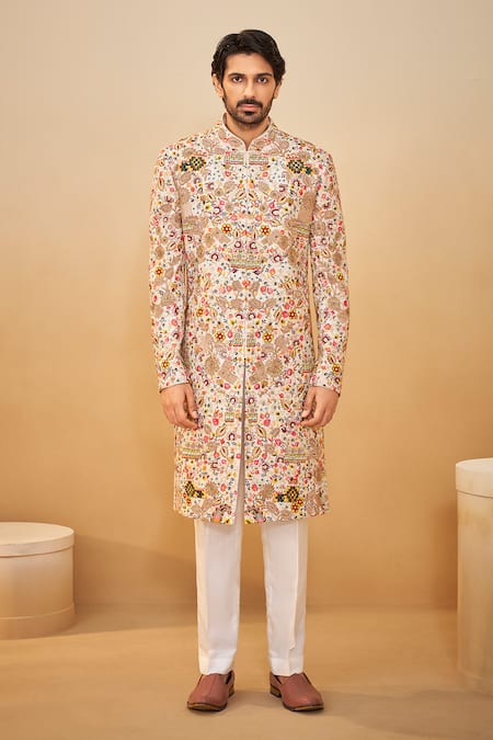 Millionaire Floral Embroidered Sherwani Set 