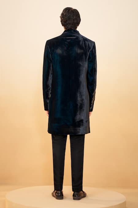 Millionaire Velvet Embroidered Bandhgala Set 