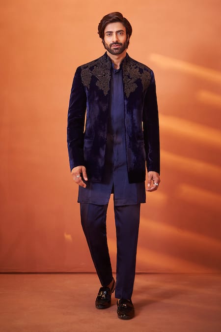 Millionaire Velvet Bandhgala Jacket Set 