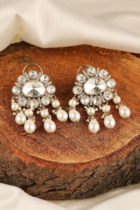 Prestones Polki & Pearl Drop Danglers 