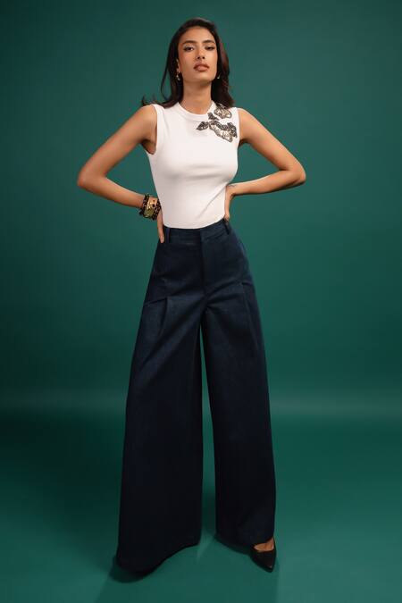 Buy Style Junkiie Off White Cotton Beads, Sequins, Foil Printing Round Neck Spotted Tank Top Online at Aza Fashions Buy_Style Junkiie_Off White Cotton Beads, Sequins, Foil Printing Round Neck Spotted Tank Top _Online_at_Aza_Fashions