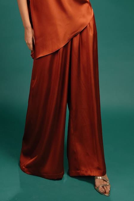 Buy Style Junkiie Rust Polyester, Satin Embroidery, Sequins, Beads, Foil Spotted Draped Top Online at Aza Fashions Buy_Style Junkiie_Rust Polyester, Satin Embroidery, Sequins, Beads, Foil Spotted Draped Top _Online_at_Aza_Fashions