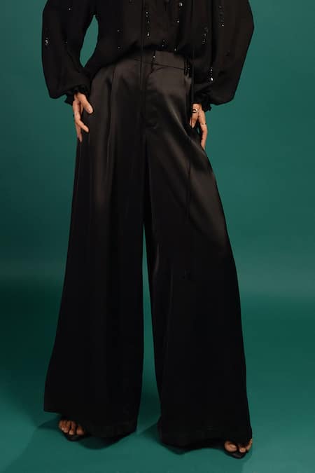 Style Junkiie Black Georgette, Polyester Sequins, Beads, Mirrors, Ebony Work Blouse Online at Aza Fashions Style Junkiie_Black Georgette, Polyester Sequins, Beads, Mirrors, Ebony Work Blouse _Online_at_Aza_Fashions